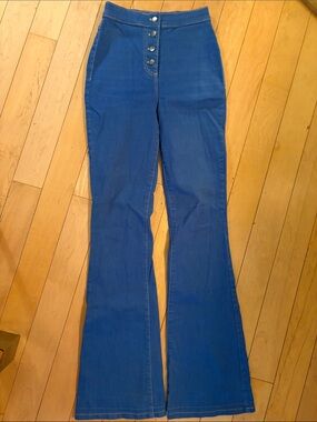 American Apparel Blue High-Waist Flare Jeans